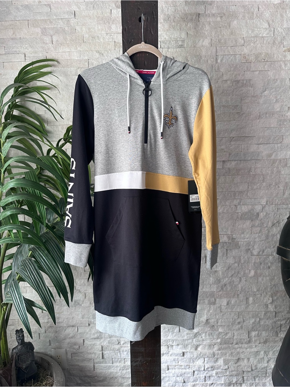 Tommy Hilfiger NFL New Orleans Saints Colorblock Hooded Dress Size S New Tags